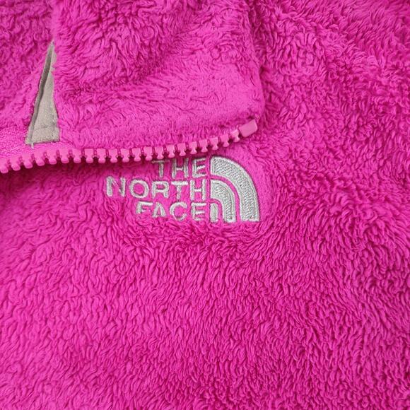 North Face Girls Pink Fluffy Fleece Zip Up Jacket, Size Medium - Picture 3 of 8
